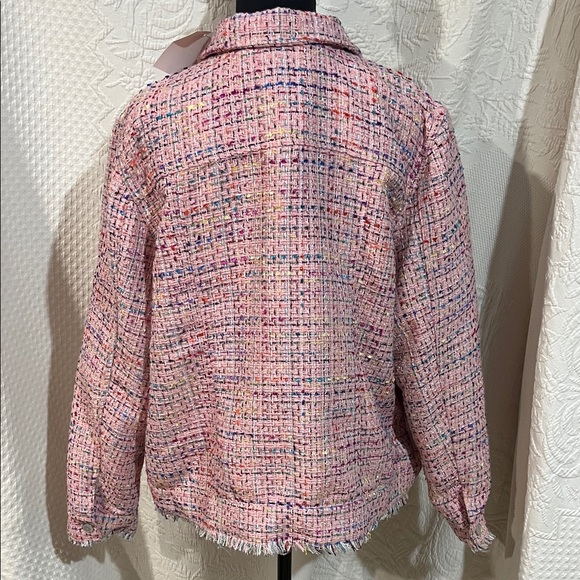 Belle by Kim Gravel Girl Boss Boucle Rainbow Jacket in pink tweed, size XL, NWT - Picture 5 of 11